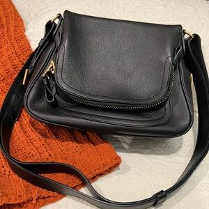 Elegant Tom Ford Jennifer Black Leather Shoulder Bag